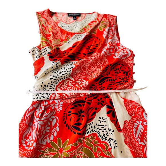 Julie Dillon Orange Asymmetrical Sundress Scoop Neck Sleeveless 100% Silk size 2 - Picture 9 of 13